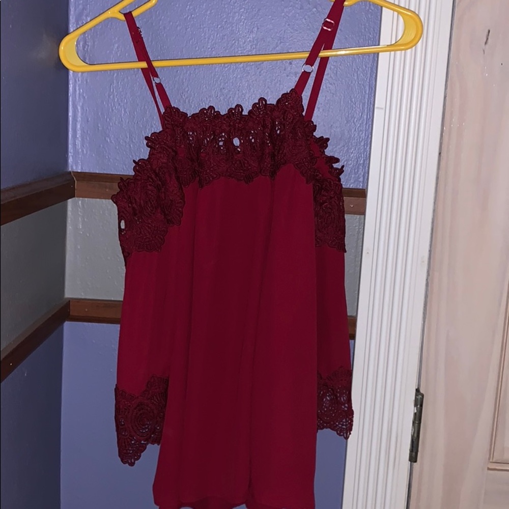 Burgundy off the shoulder shirt